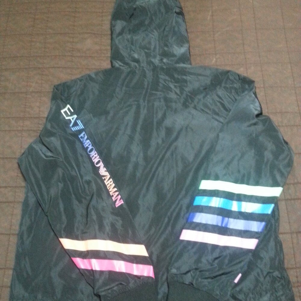 Emporio Armani EA7 Track Jacket Windbreaker Women's L/XL Athletic Rainbow Hooded - Picture 6 of 14